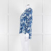 Mercy Delta Pale Blue Dark Blue Print Long Sleeve Silk Top