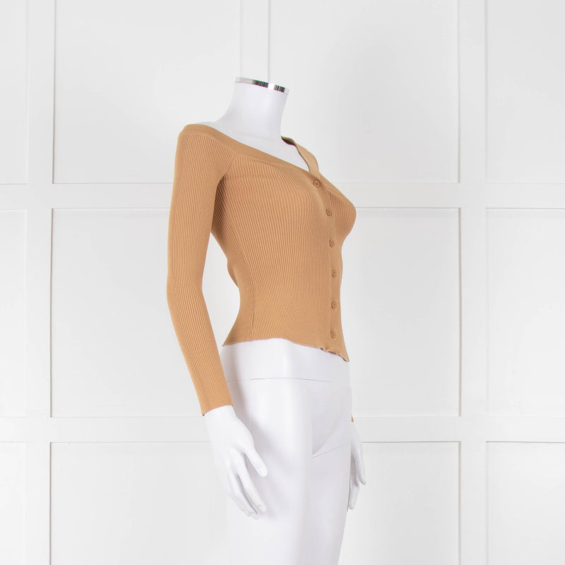Staud Tan Off The Shoulder Cardigan