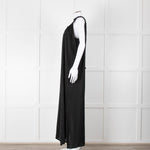 See The Sea Black Cage Neck 100% Silk Maxi Dress