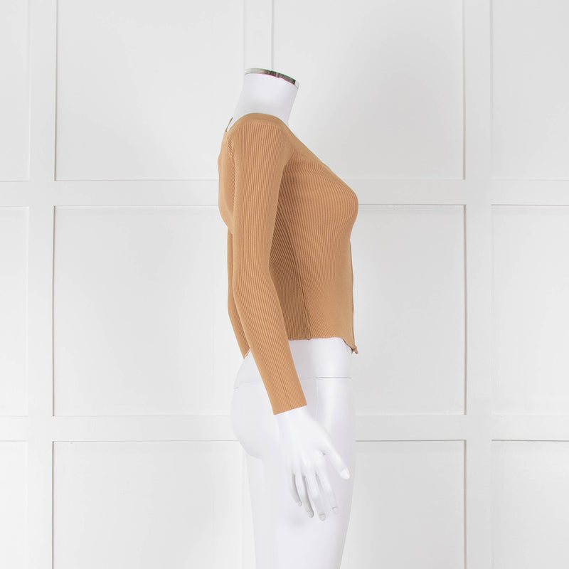 Staud Tan Off The Shoulder Cardigan