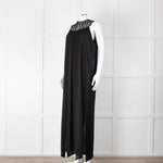 See The Sea Black Cage Neck 100% Silk Maxi Dress