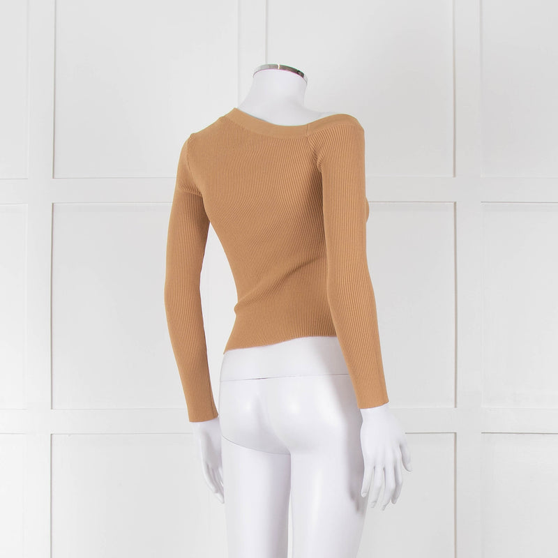 Staud Tan Off The Shoulder Cardigan