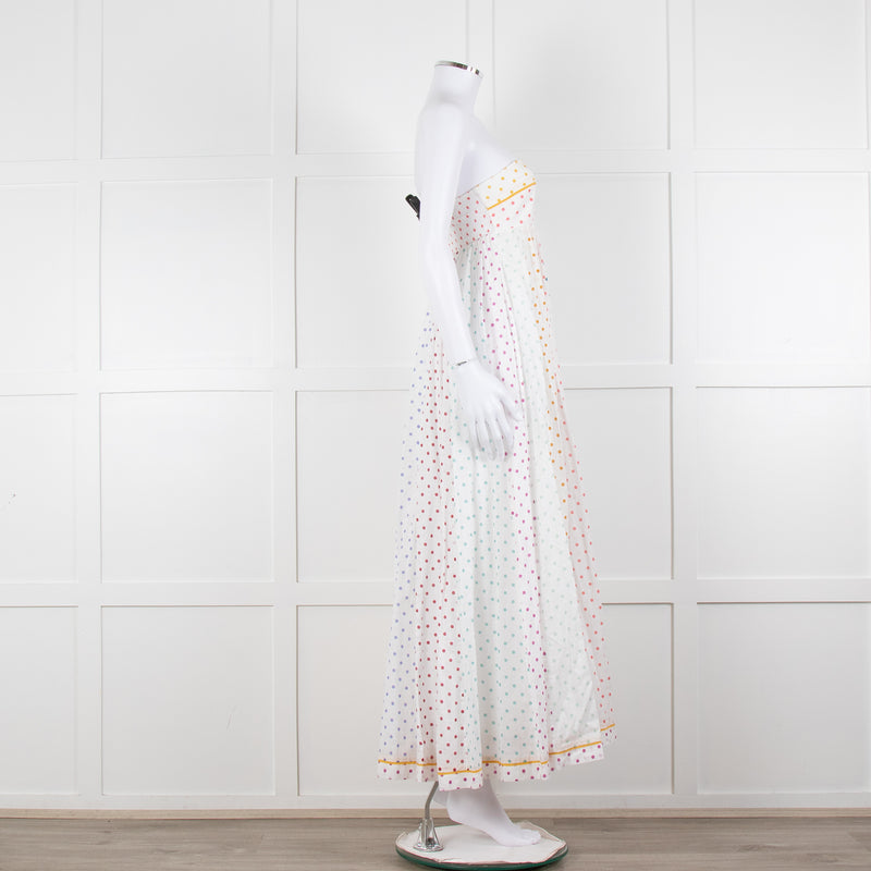 Zimmermann White Multi Polka Dot Strapless Maxi Dress