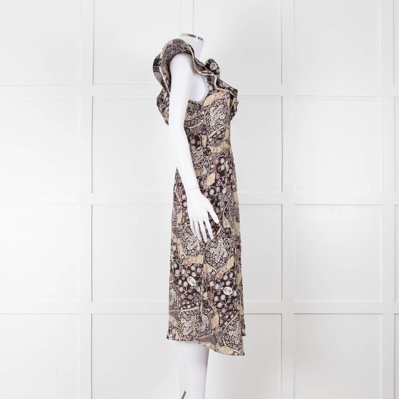Isabel Marant Etoile Black Pale Green Paisley Frill Shoulder Detail