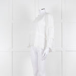 Isabel Marant Etoile White Frill Trim Cotton Long Sleeve Top