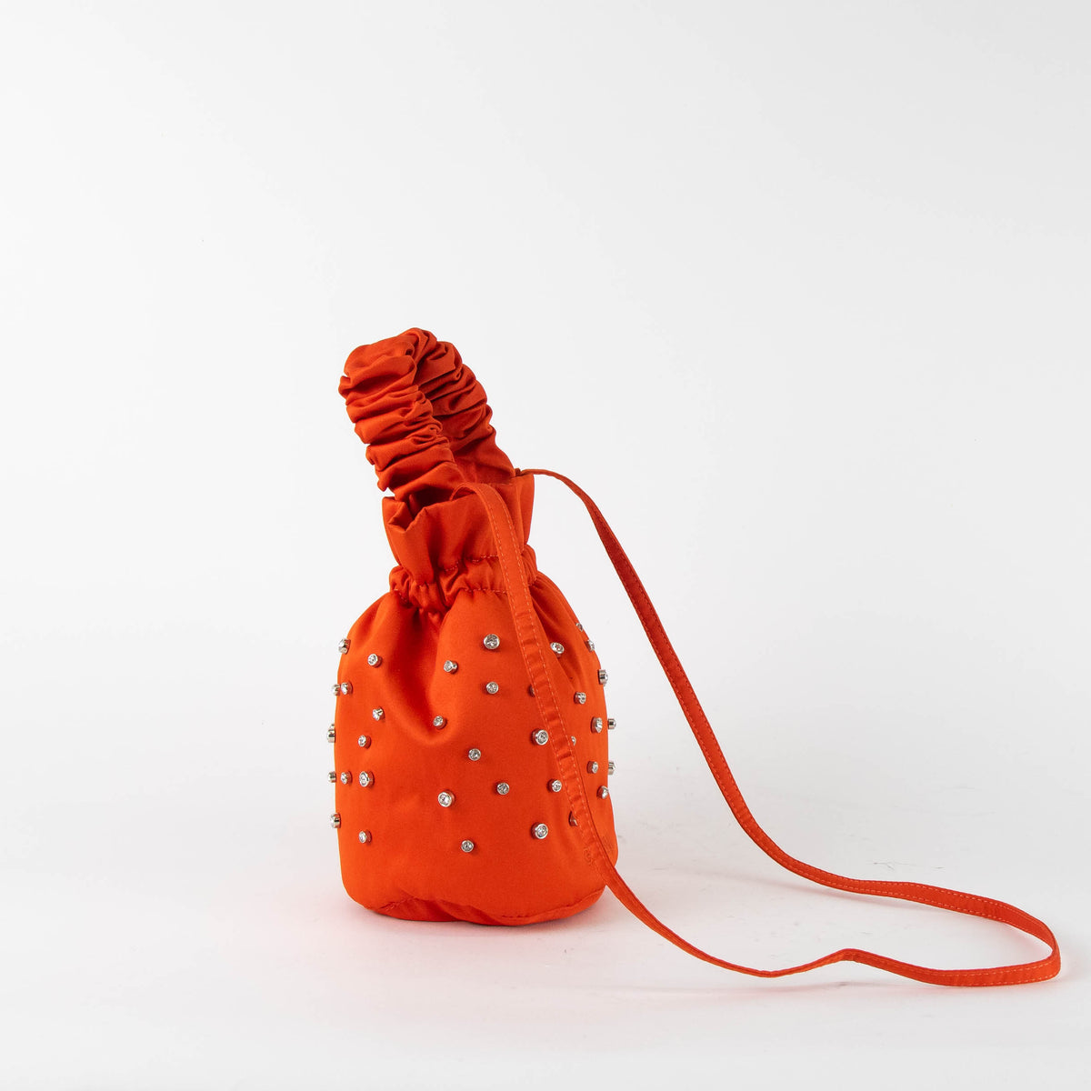 Ganni Orange Diamante Mini Pouch Shoulder Bag