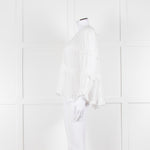 Isabel Marant Etoile White Frill Trim Cotton Long Sleeve Top