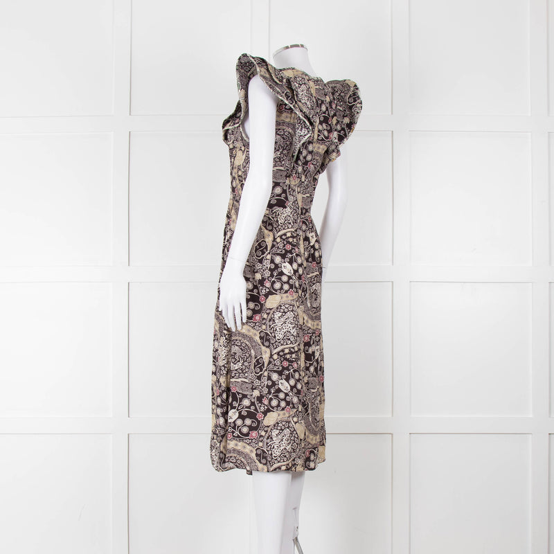 Isabel Marant Etoile Black Pale Green Paisley Frill Shoulder Detail