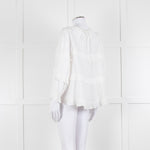 Isabel Marant Etoile White Frill Trim Cotton Long Sleeve Top