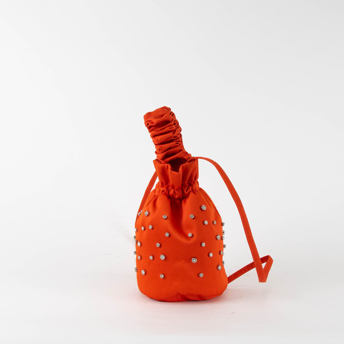 Ganni Orange Diamante Mini Pouch Shoulder Bag