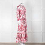 Lavi Pink and White Floral Cotton Maxi Dress with Smocked Waist