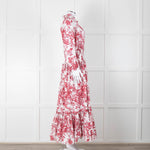 Lavi Pink and White Floral Cotton Maxi Dress with Smocked Waist