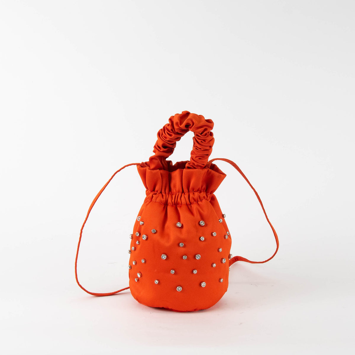 Ganni Orange Diamante Mini Pouch Shoulder Bag