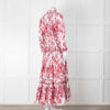 Lavi Pink and White Floral Cotton Maxi Dress with Smocked Waist
