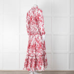 Lavi Pink and White Floral Cotton Maxi Dress with Smocked Waist