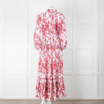 Lavi Pink and White Floral Cotton Maxi Dress with Smocked Waist
