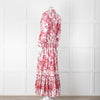 Lavi Pink and White Floral Cotton Maxi Dress with Smocked Waist