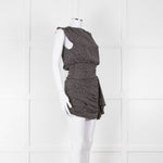 Saint Laurent Black White Polka Dot Gathered Sleeveless Mini Dress