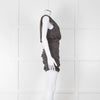 Saint Laurent Black White Polka Dot Gathered Sleeveless Mini Dress