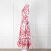 Lavi Pink and White Floral Cotton Maxi Dress with Smocked Waist