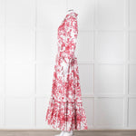Lavi Pink and White Floral Cotton Maxi Dress with Smocked Waist