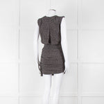 Saint Laurent Black White Polka Dot Gathered Sleeveless Mini Dress