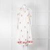 MABE Cream Floral Embroidery Midi Dress