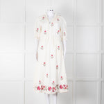 MABE Cream Floral Embroidery Midi Dress