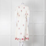 MABE Cream Floral Embroidery Midi Dress