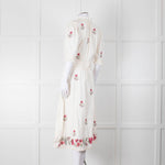 MABE Cream Floral Embroidery Midi Dress