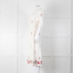 MABE Cream Floral Embroidery Midi Dress