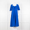 Me + Em Royal Blue Crepe Angel Sleeve Satin Side Detail Long Dress