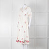 MABE Cream Floral Embroidery Midi Dress