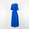 Me + Em Royal Blue Crepe Angel Sleeve Satin Side Detail Long Dress