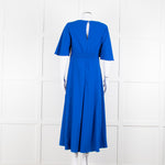 Me + Em Royal Blue Crepe Angel Sleeve Satin Side Detail Long Dress