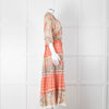 MABE Cotton Peach and Green Floral Midi Dress