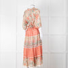 MABE Cotton Peach and Green Floral Midi Dress