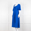 Me + Em Royal Blue Crepe Angel Sleeve Satin Side Detail Long Dress