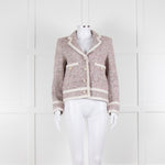 Helene Berman White Red Blue Tweedy White Trim Jacket