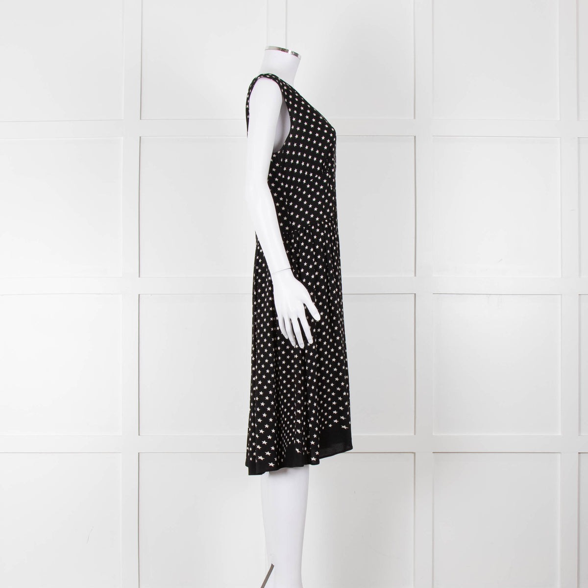 Prada Black White Star Print Sleeveless Dress