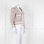 Helene Berman White Red Blue Tweedy White Trim Jacket