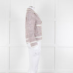 Helene Berman White Red Blue Tweedy White Trim Jacket