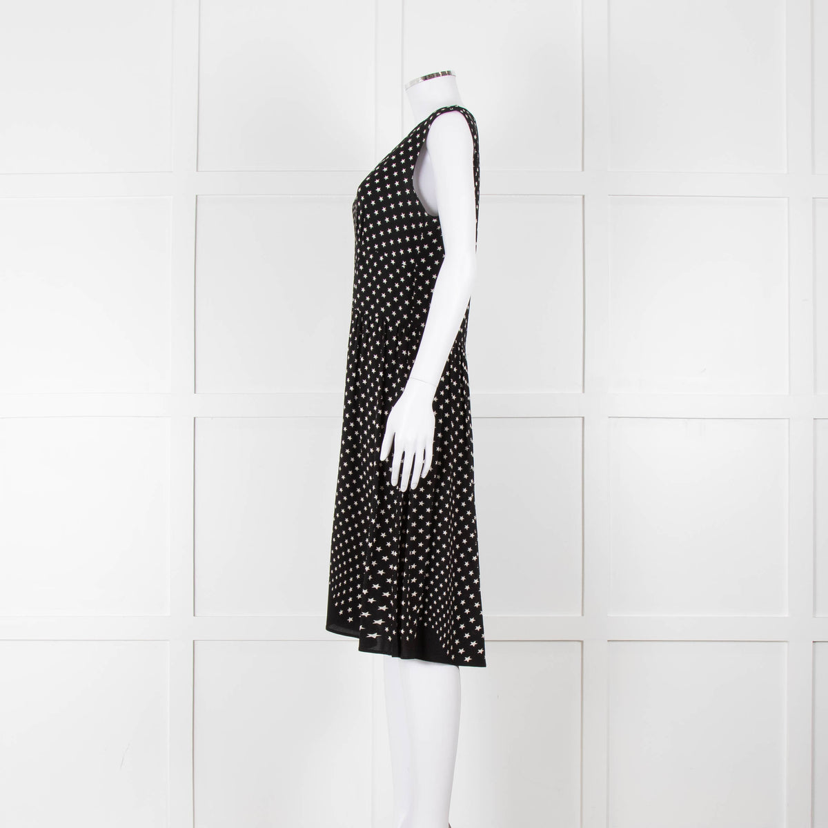 Prada Black White Star Print Sleeveless Dress