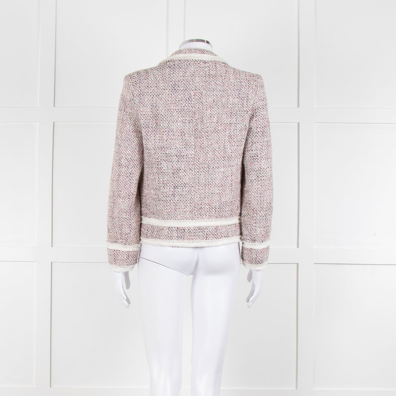 Helene Berman White Red Blue Tweedy White Trim Jacket
