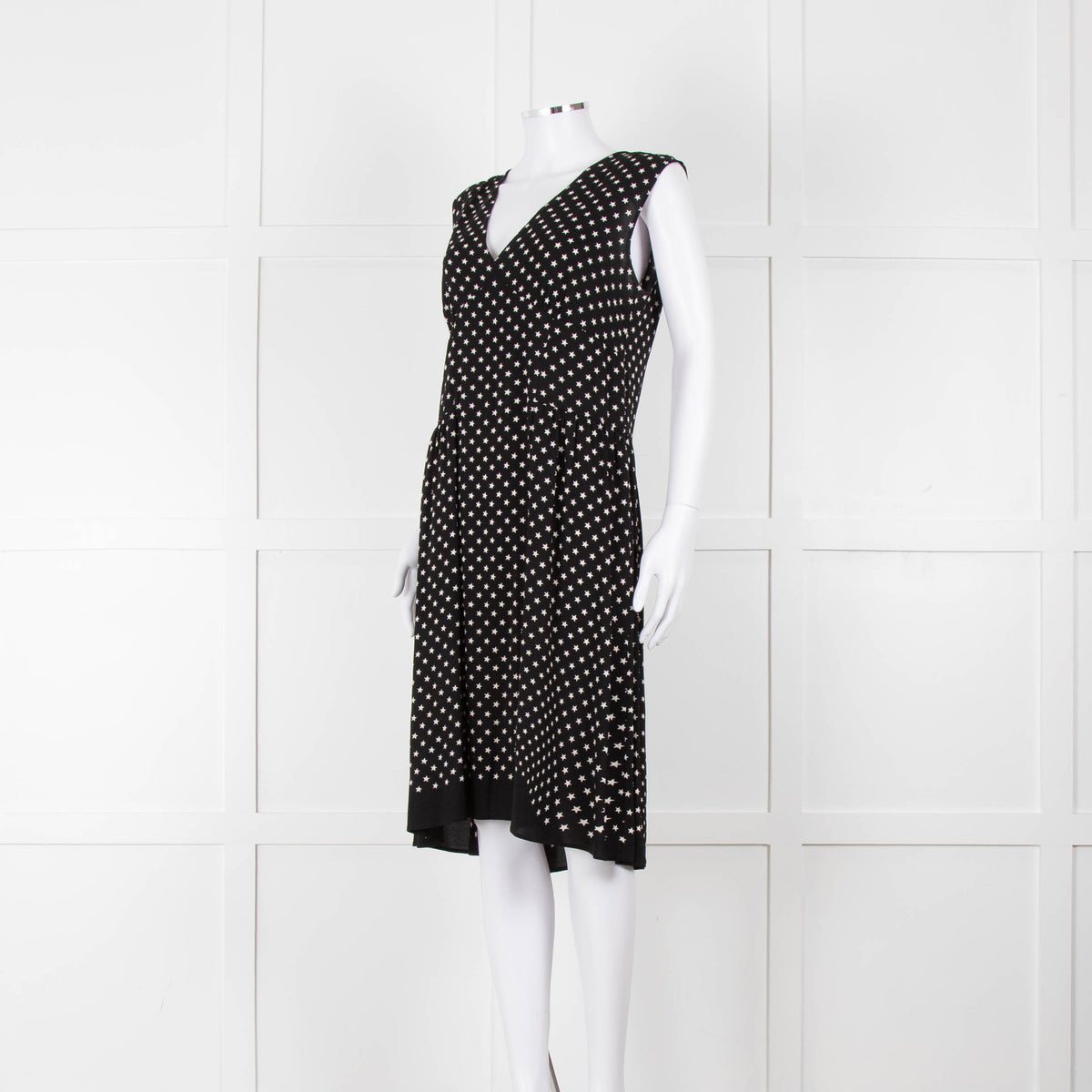 Prada Black White Star Print Sleeveless Dress