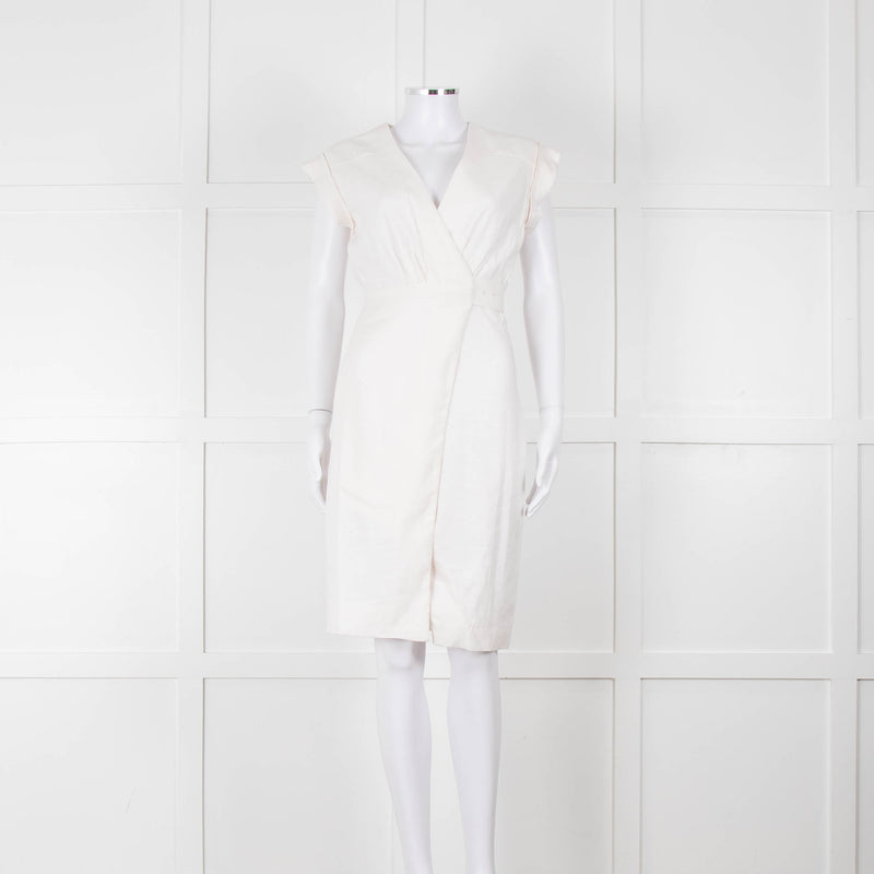 Veronica Beard Cream Sleeveless Wrap Dress