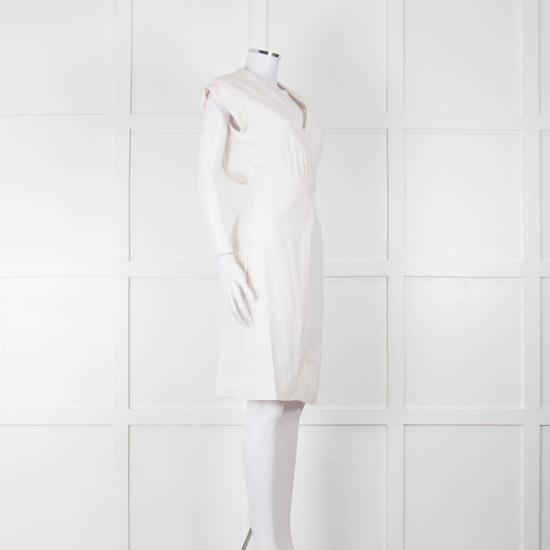 Veronica Beard Cream Sleeveless Wrap Dress