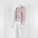Helene Berman White Red Blue Tweedy White Trim Jacket