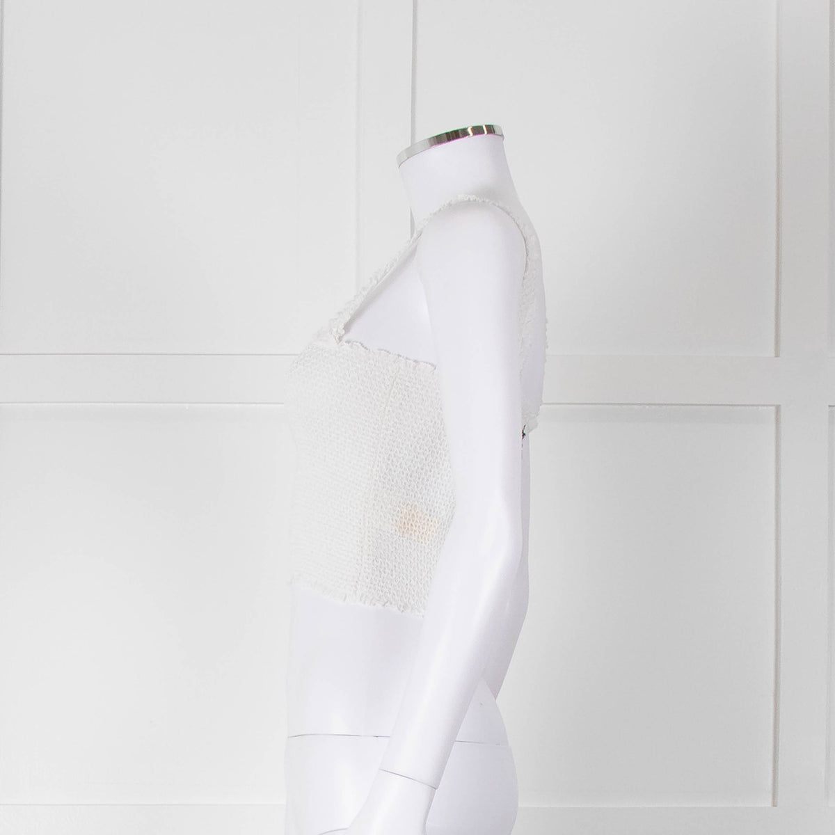 Alice and Olivia Smocked White Top with Zip Back