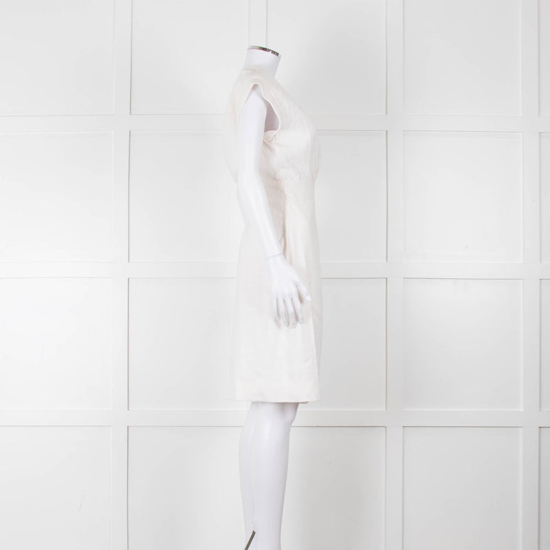 Veronica Beard Cream Sleeveless Wrap Dress